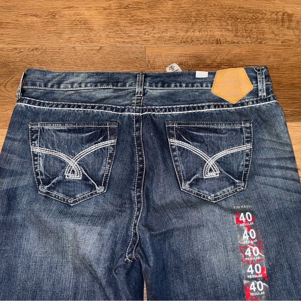Tin Haul NWT Jagger Denim Jeans Men’s Sz 40R Straight Leg Embroidered Western - Picture 4 of 13